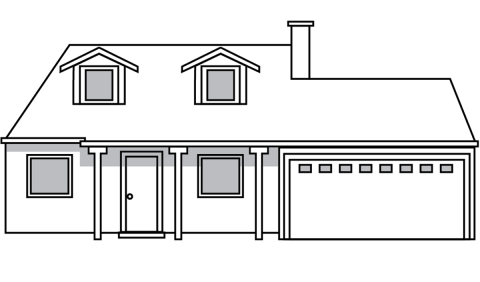drawing of a single family home on a slab